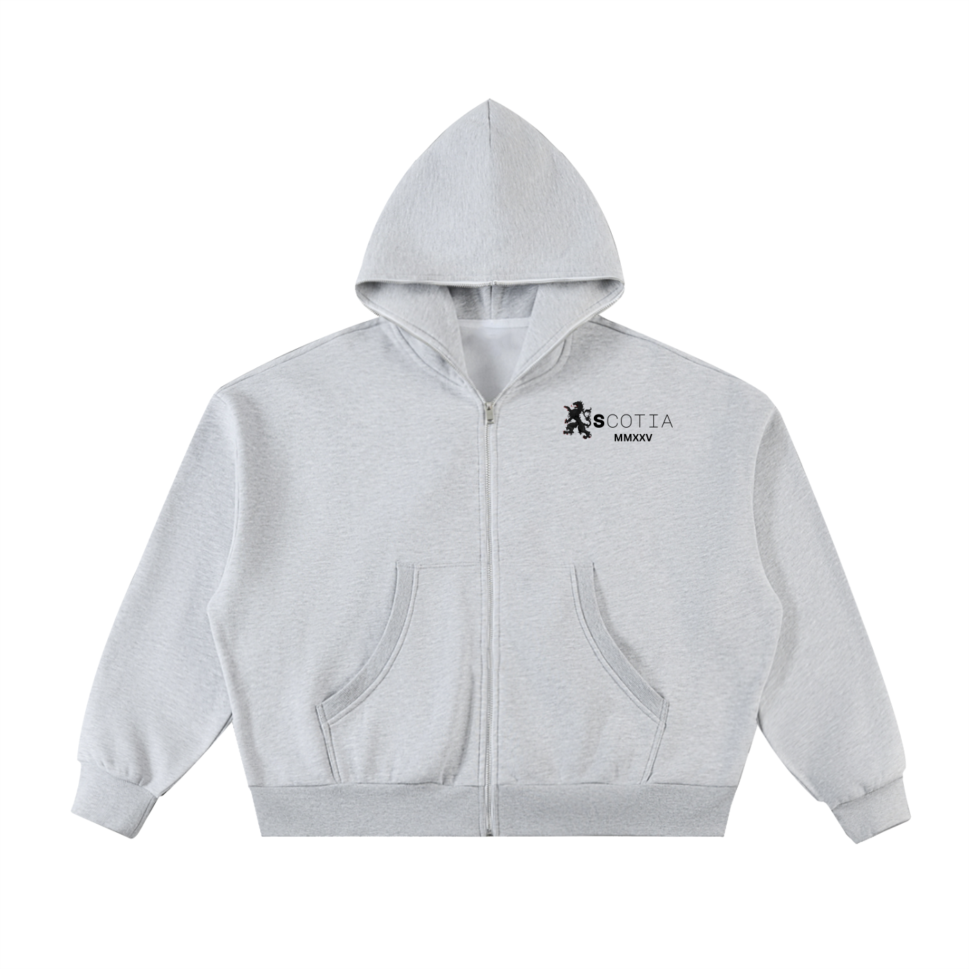 Fleeced Full-Zip Boxy Hoodie